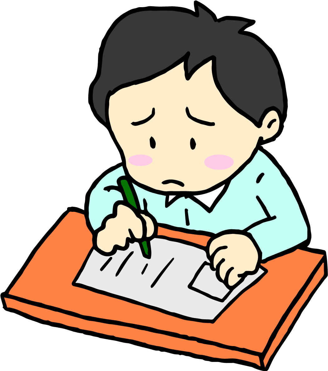 学校の無料イラスト(テストする男の子)37473に写真・文字を入れる