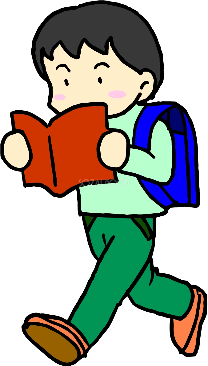 学校の無料イラスト(勉強のことしか頭にない男の子)37537