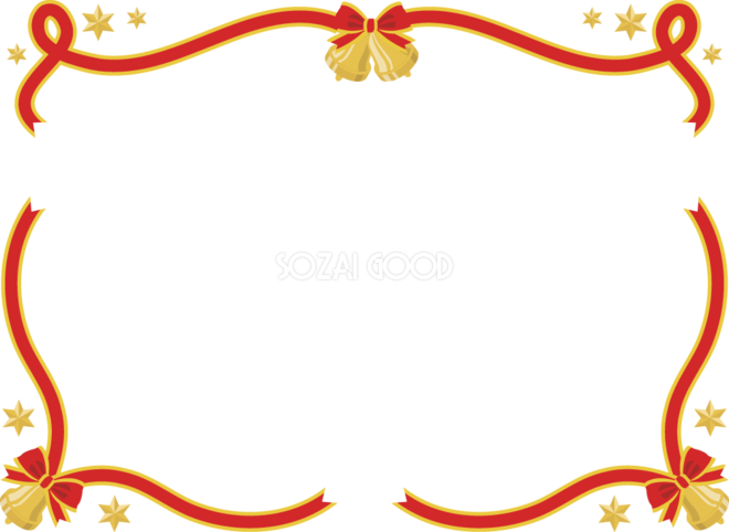 12月クリスマスイラスト枠 リボンとベル 37573 素材good