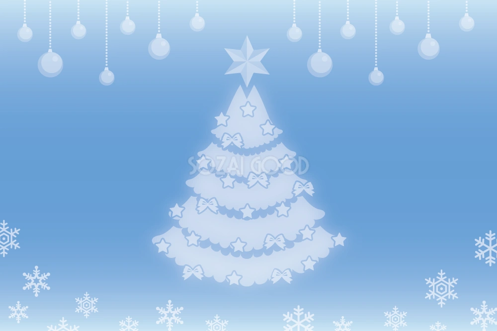 12月クリスマスイラスト背景「ホワイトクリスマスツリー」37594