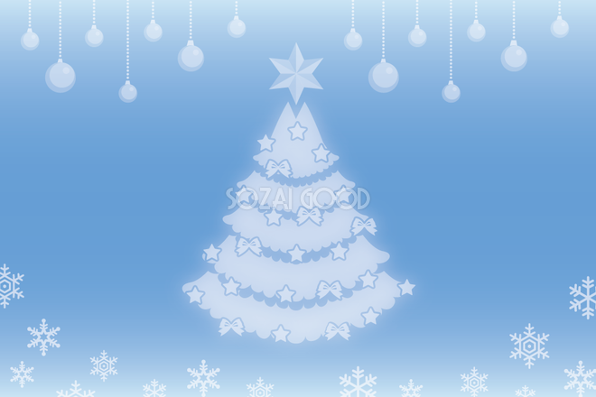 12月クリスマスイラスト背景 ホワイトクリスマスツリー 37594 素材good