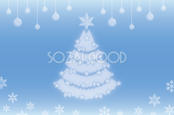 12月クリスマスイラスト背景「ホワイトクリスマスツリー」37594