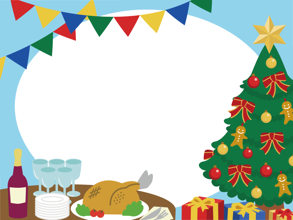 12月イラストフレーム「クリスマスパーティ」37616に写真・文字を入れる