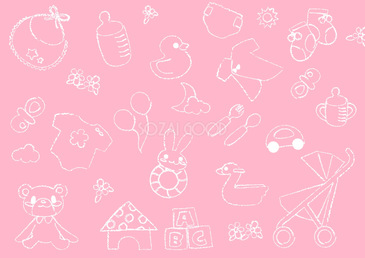 かわいい背景イラスト(ピンクの子供柄)37856