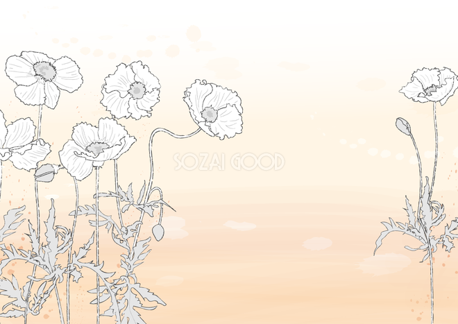 かわいい背景イラスト ラインで描いた花 素材good