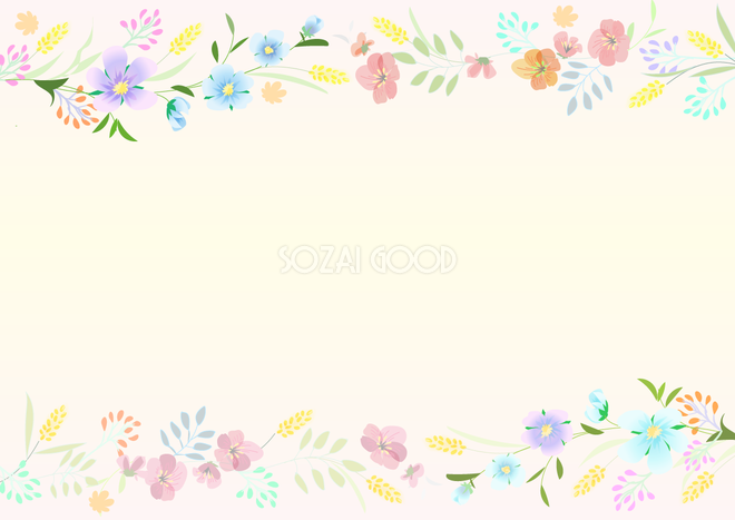 かわいい背景イラスト 草花のライン 37894 素材good