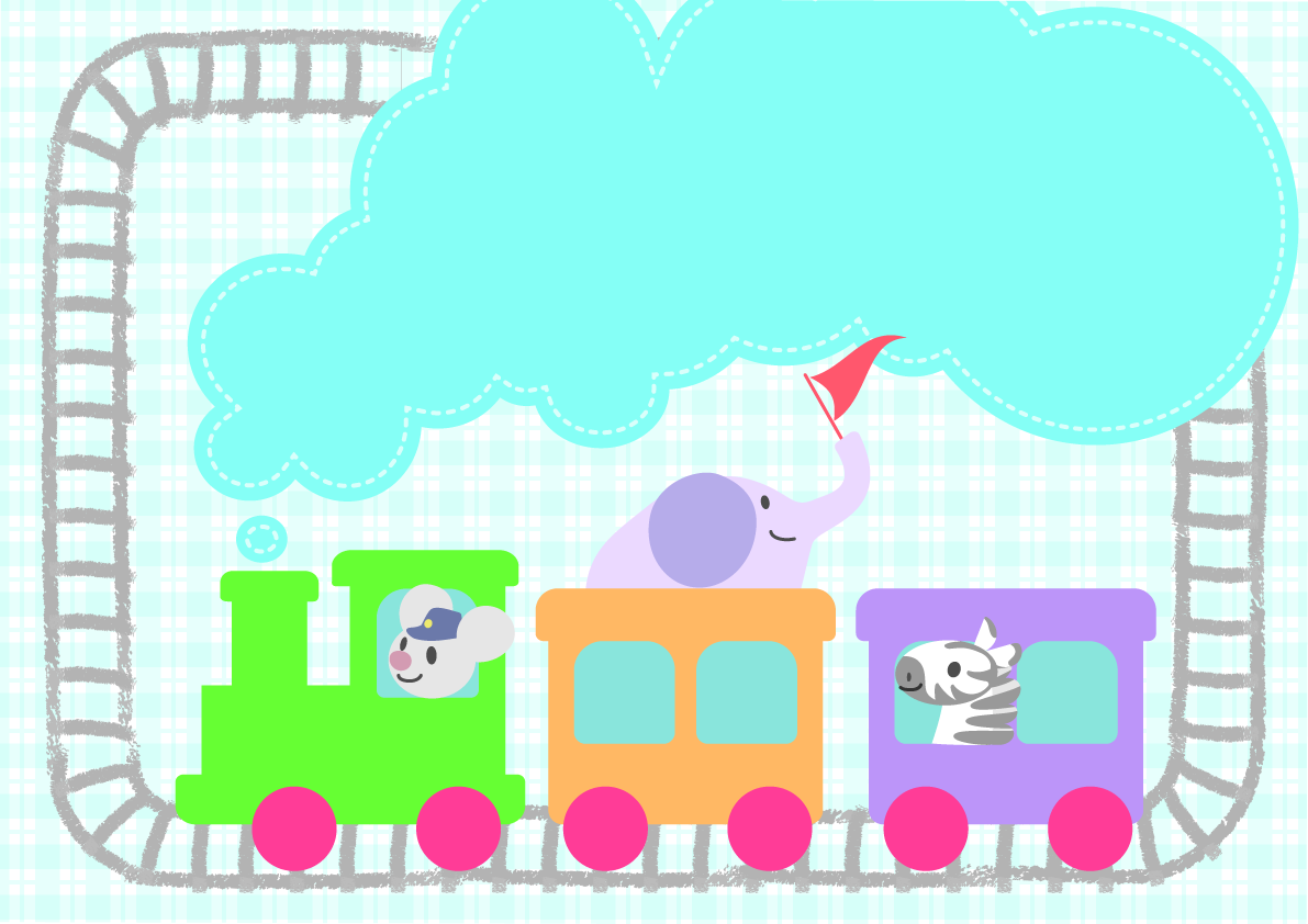 かわいい背景イラスト(動物と機関車)37918に写真・文字を入れる