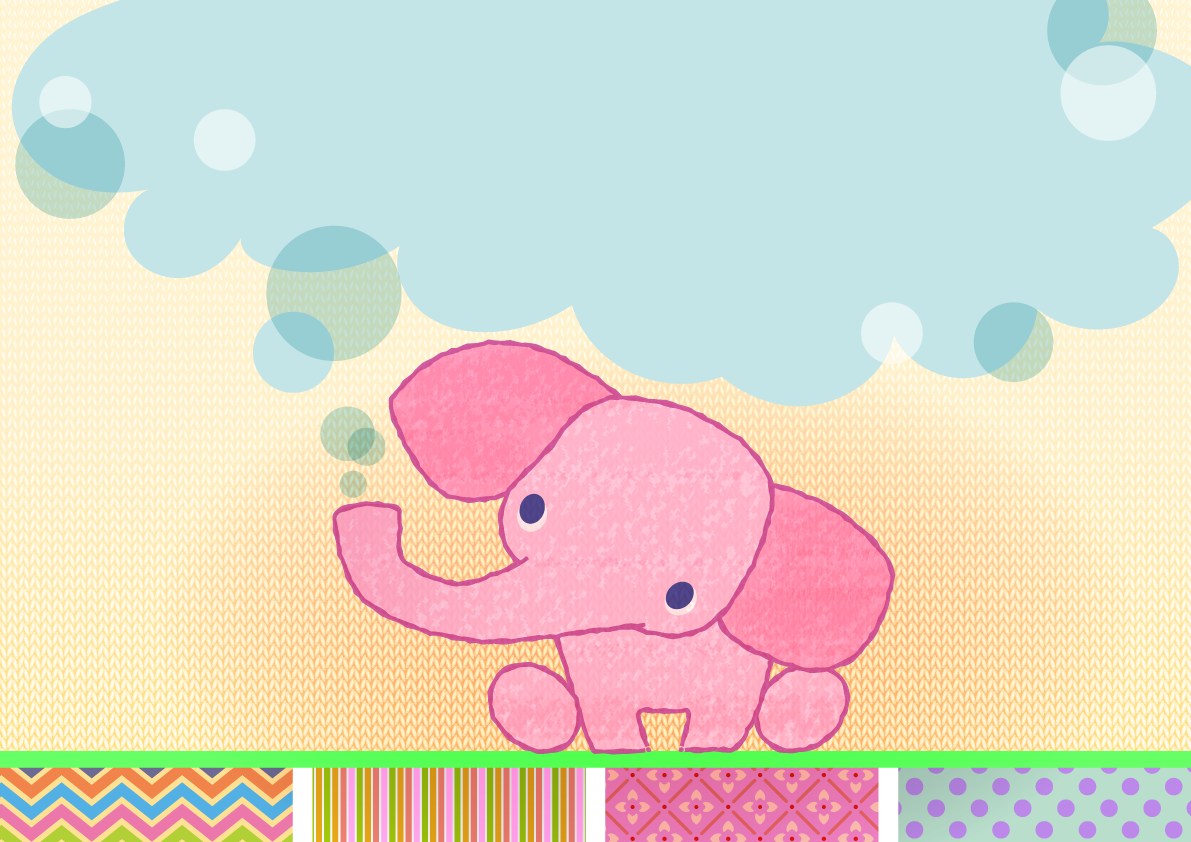 背景-イラスト-かわいい(ピンクの象さん)37943に写真・文字を入れる