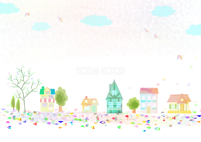 背景 イラスト かわいい 街並み 37956 素材good