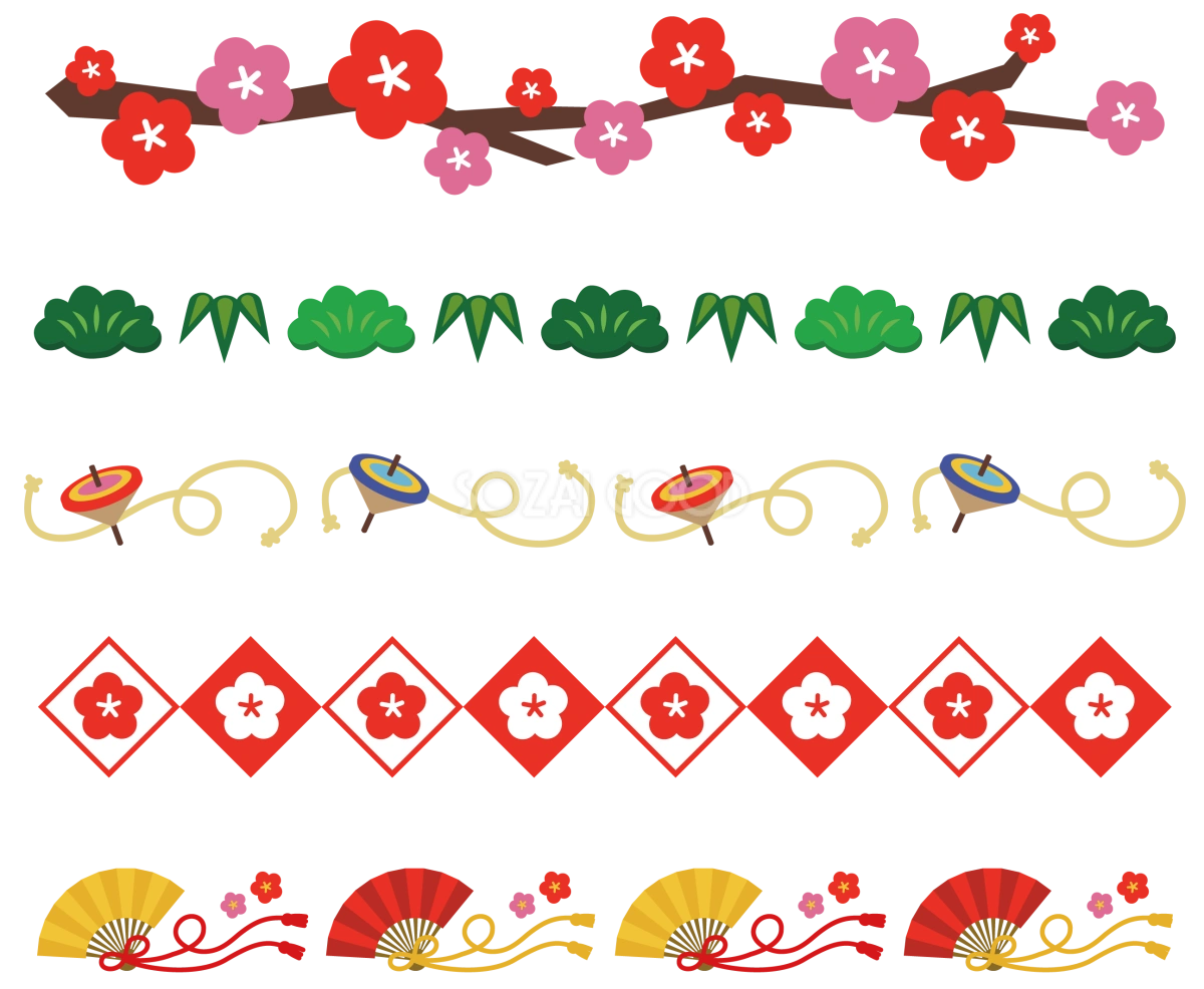 1月 無料イラストライン38039