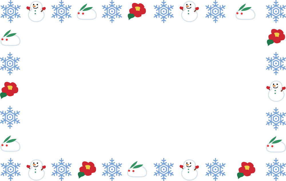 1月 無料フレームイラスト(雪だるまと雪うさぎ)38071に写真・文字を入れる
