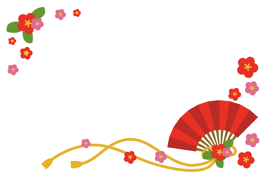 1月 梅の花の扇 イラスト無料 フリー38075に写真・文字を入れる