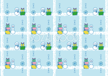 12月かわいい背景無料イラスト(プレゼントと雪だるま)38232