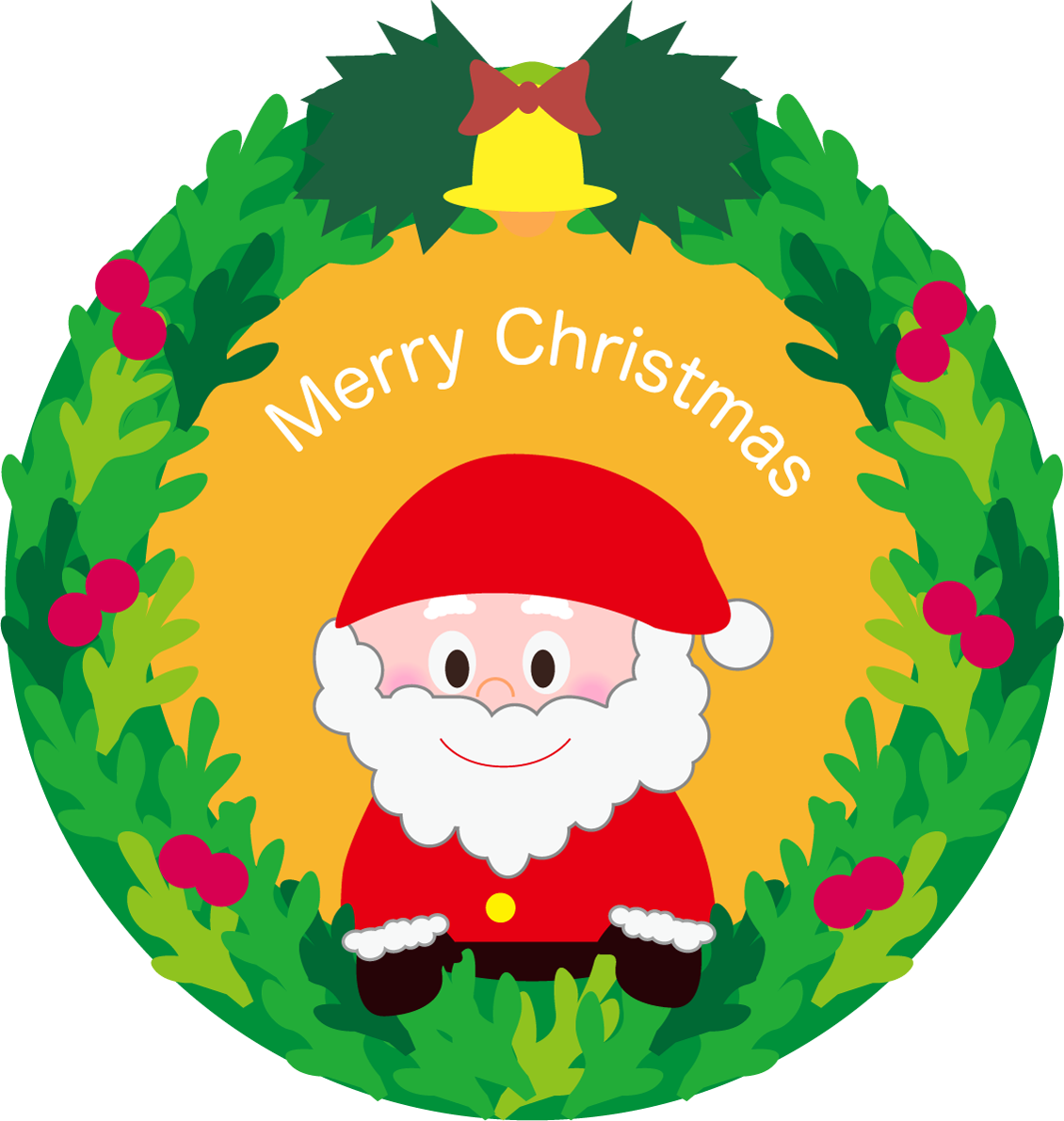 １2月かわいい無料イラスト(クリスマスリースとサンタさん)38268に写真・文字を入れる