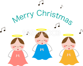 １2月かわいい無料イラスト 天使の歌声でメリークリスマス 324 素材good