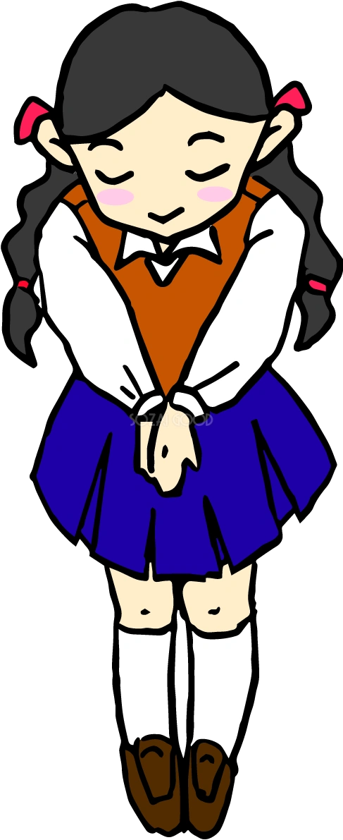 学校あいさつ無料イラスト(お辞儀)38401