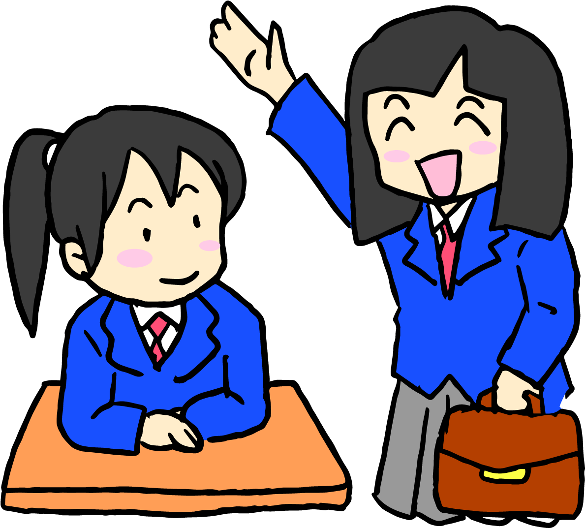 学校あいさつ無料イラスト(女子)38405に写真・文字を入れる