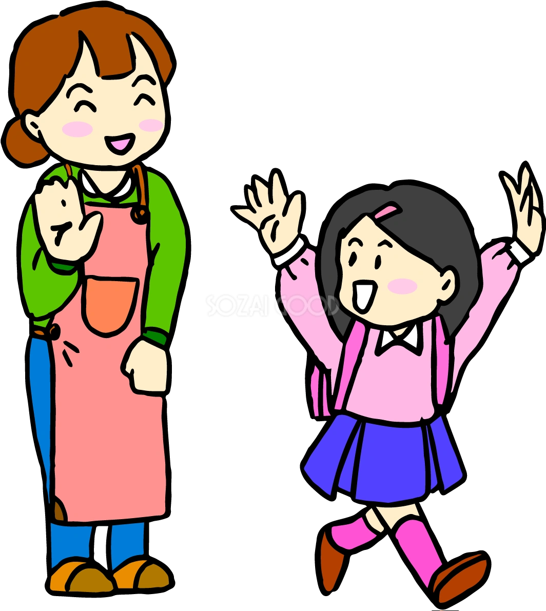 学校あいさつ無料イラスト(親子)38409
