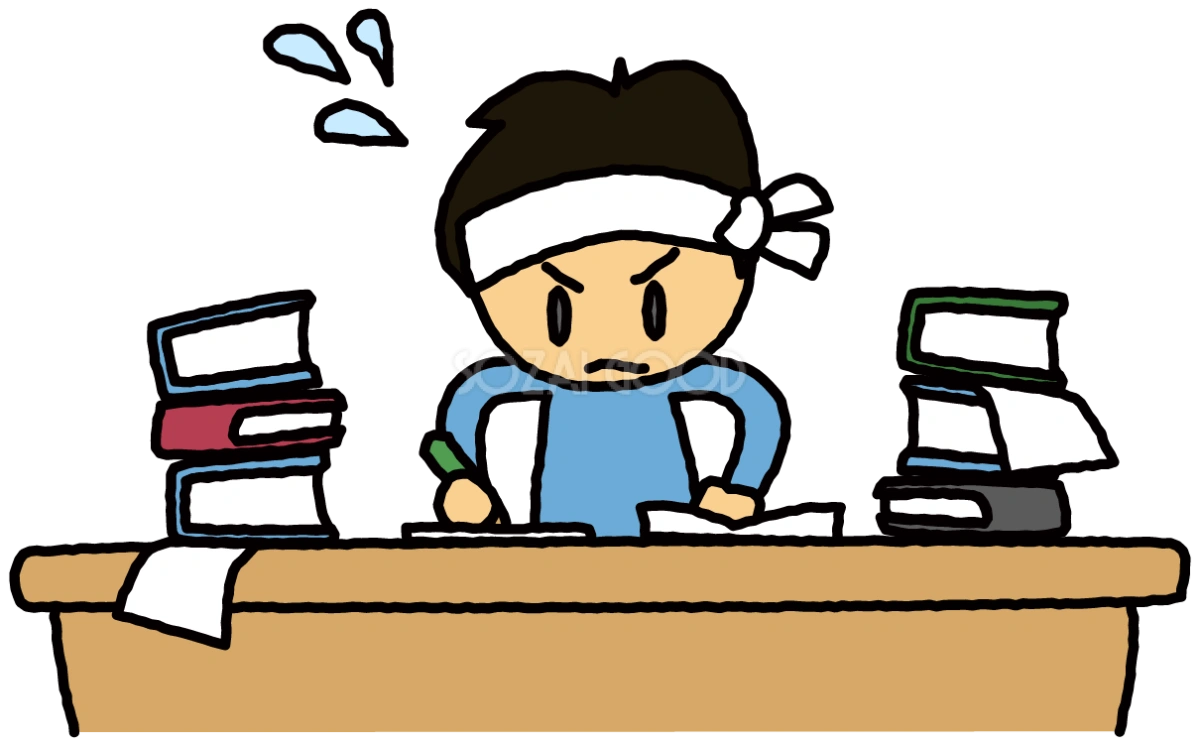 学校の勉強 無料イラスト(自宅学習)38445
