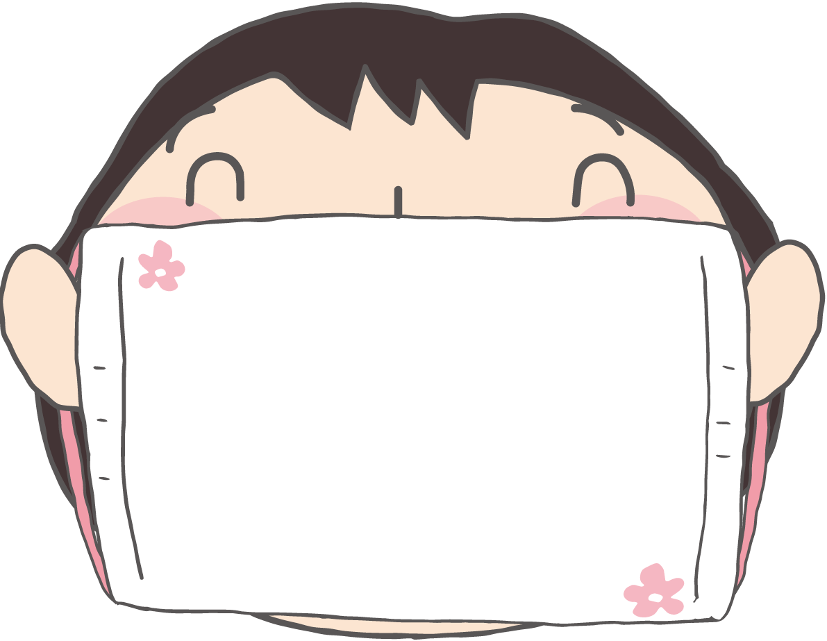 冬の枠 無料イラスト( マスクをする女の子)38502に写真・文字を入れる