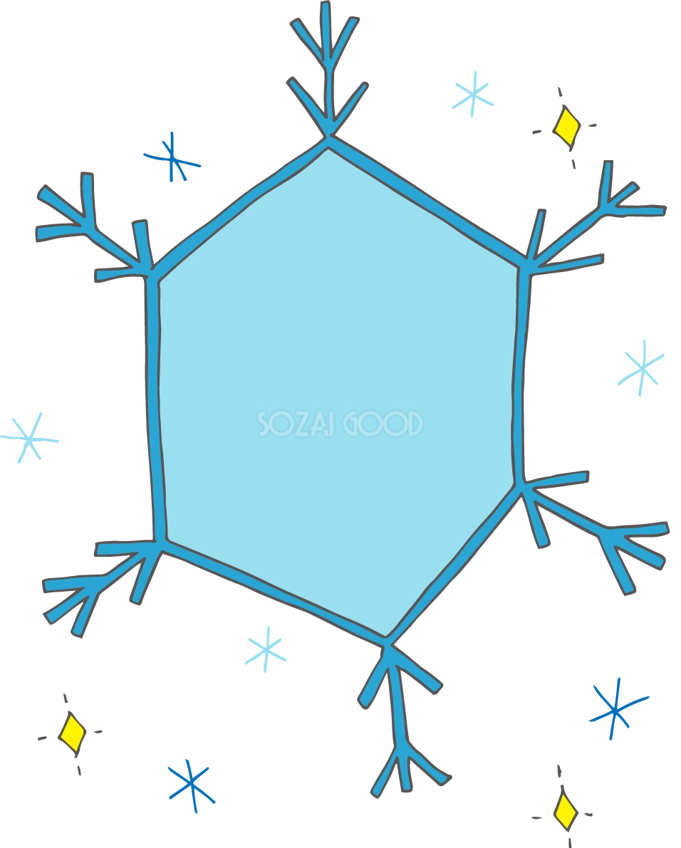 冬の枠 無料イラスト( 雪の結晶)38529
