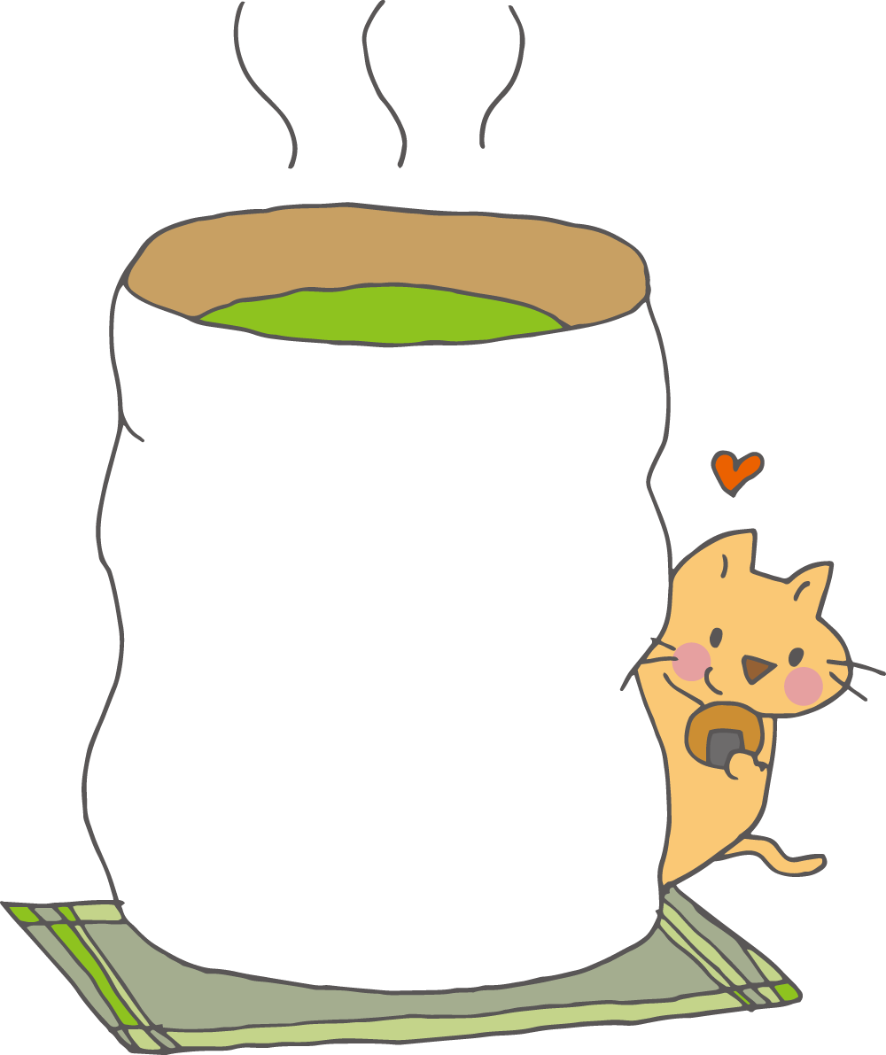 冬の枠 無料イラスト( 日本茶と猫)38542に写真・文字を入れる