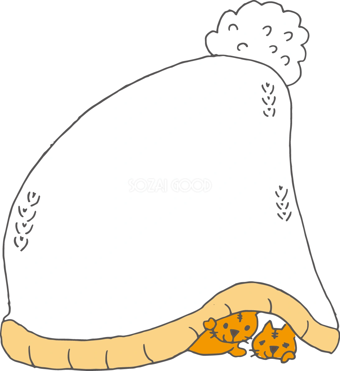 猫とニット帽子のフレーム枠 無料イラスト38546