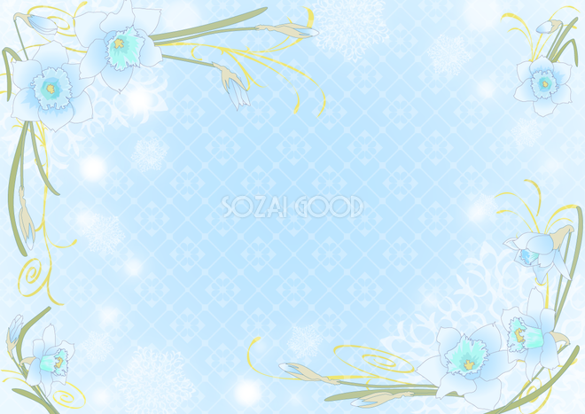 冬の背景イラスト ブルーのお花フレーム 素材good