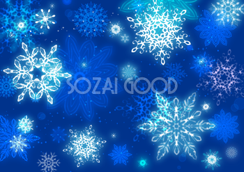 冬の背景(青 ブルー)イラスト(神々しい雪の結晶模様・柄)38682