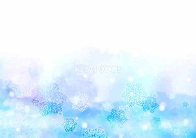 冬の背景 青 ブルー イラスト 神秘的な雪の結晶 素材good