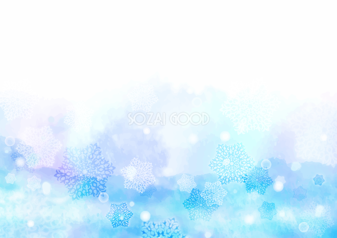 冬の背景 青 ブルー イラスト 神秘的な雪の結晶 38686 素材good