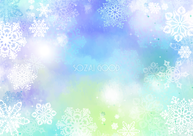 冬の背景イラスト 鮮やかな雪の結晶模様 柄 素材good