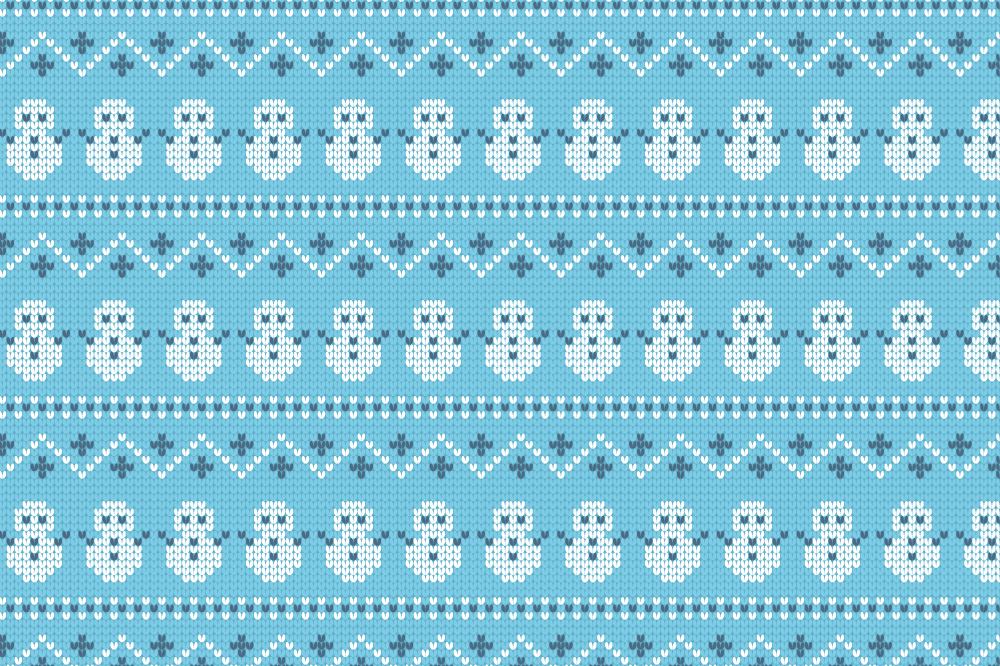 冬の背景フリーイラスト(ニット模様 雪だるま)38757に写真・文字を入れる