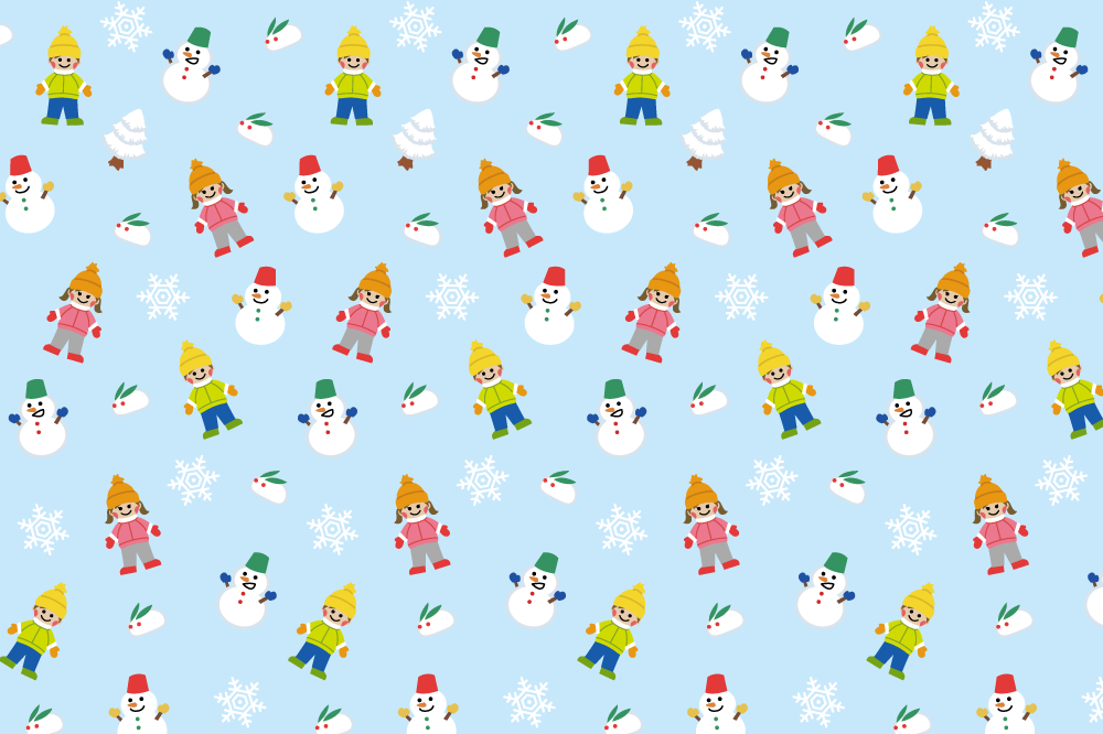 冬の背景フリーイラスト(パターン 雪遊び)38781に写真・文字を入れる