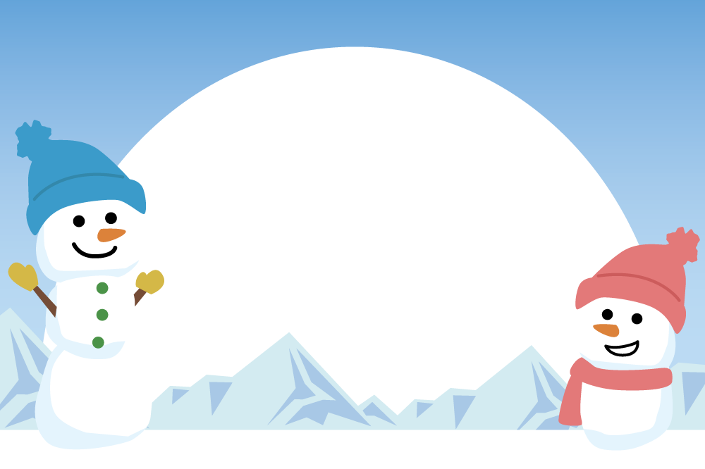 冬の背景イラスト無料(雪だるま)38962に写真・文字を入れる