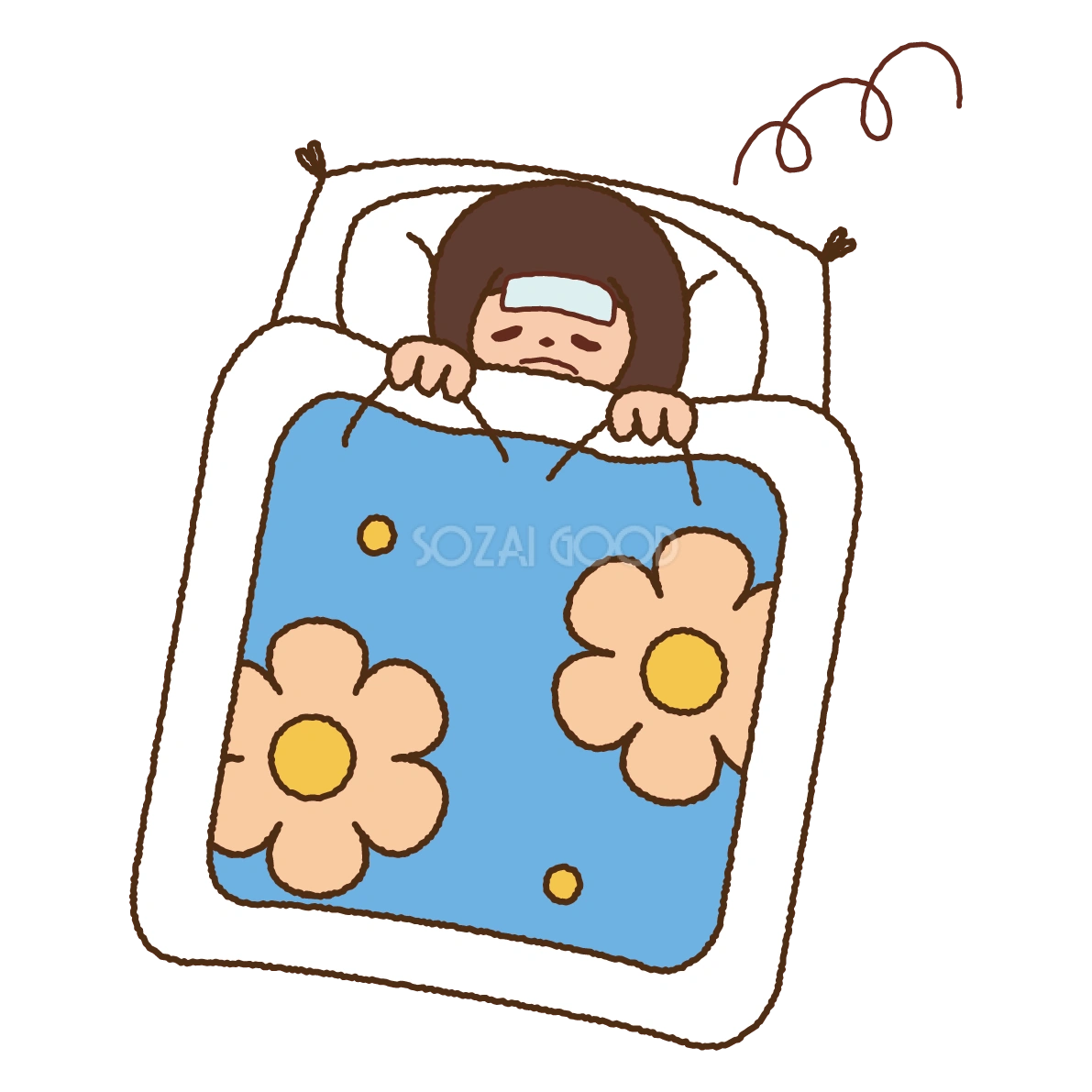 医療 感染の無料イラスト(発熱)39272