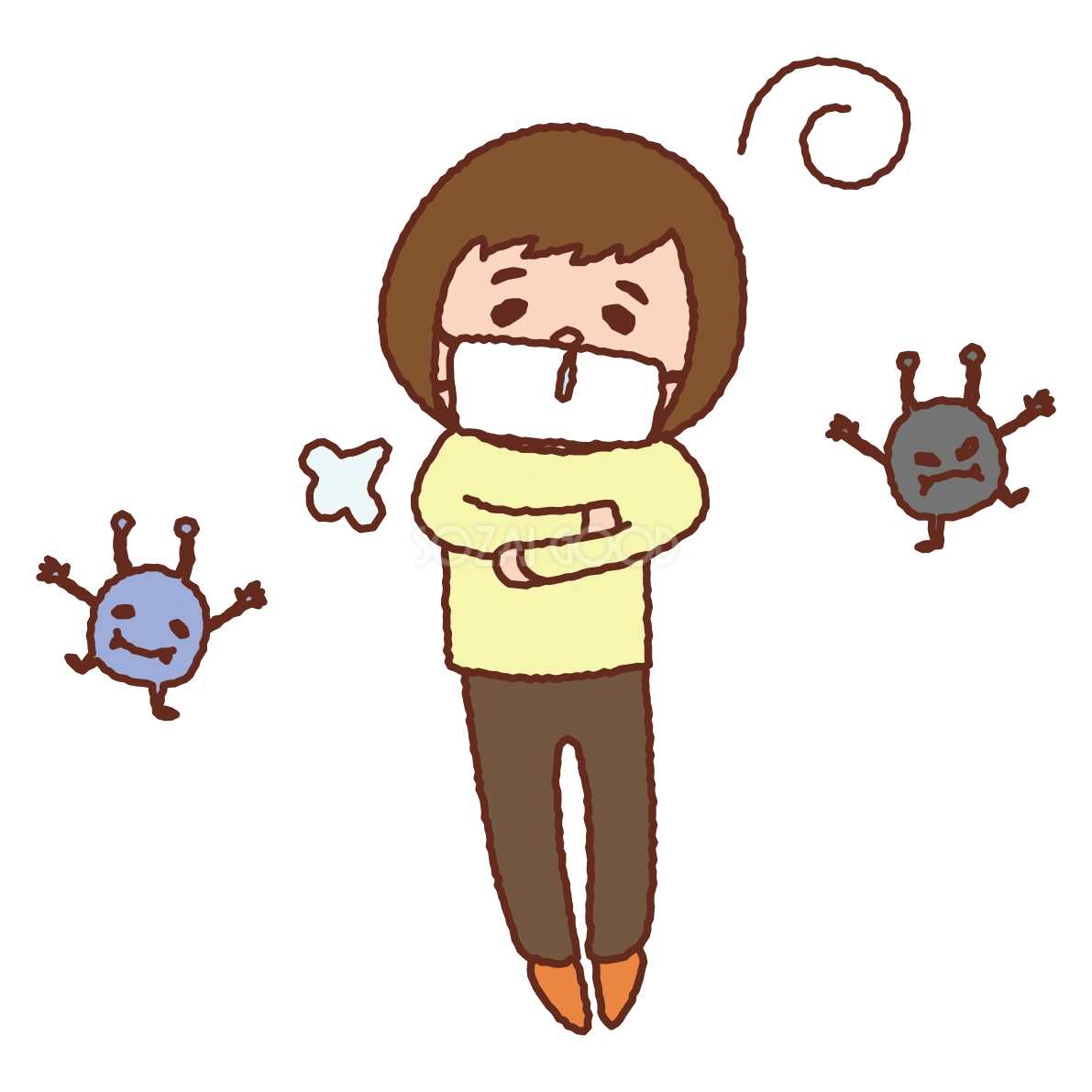 医療 感染の無料イラスト(風邪)39276