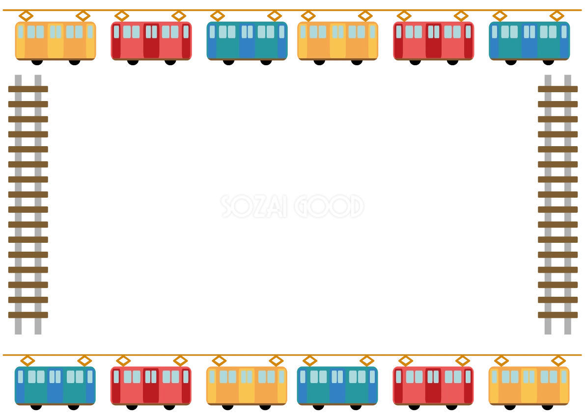 フレーム無料イラスト(電車でGO)39406