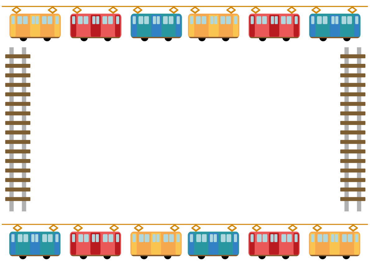 フレーム無料イラスト(電車でGO)39406に写真・文字を入れる
