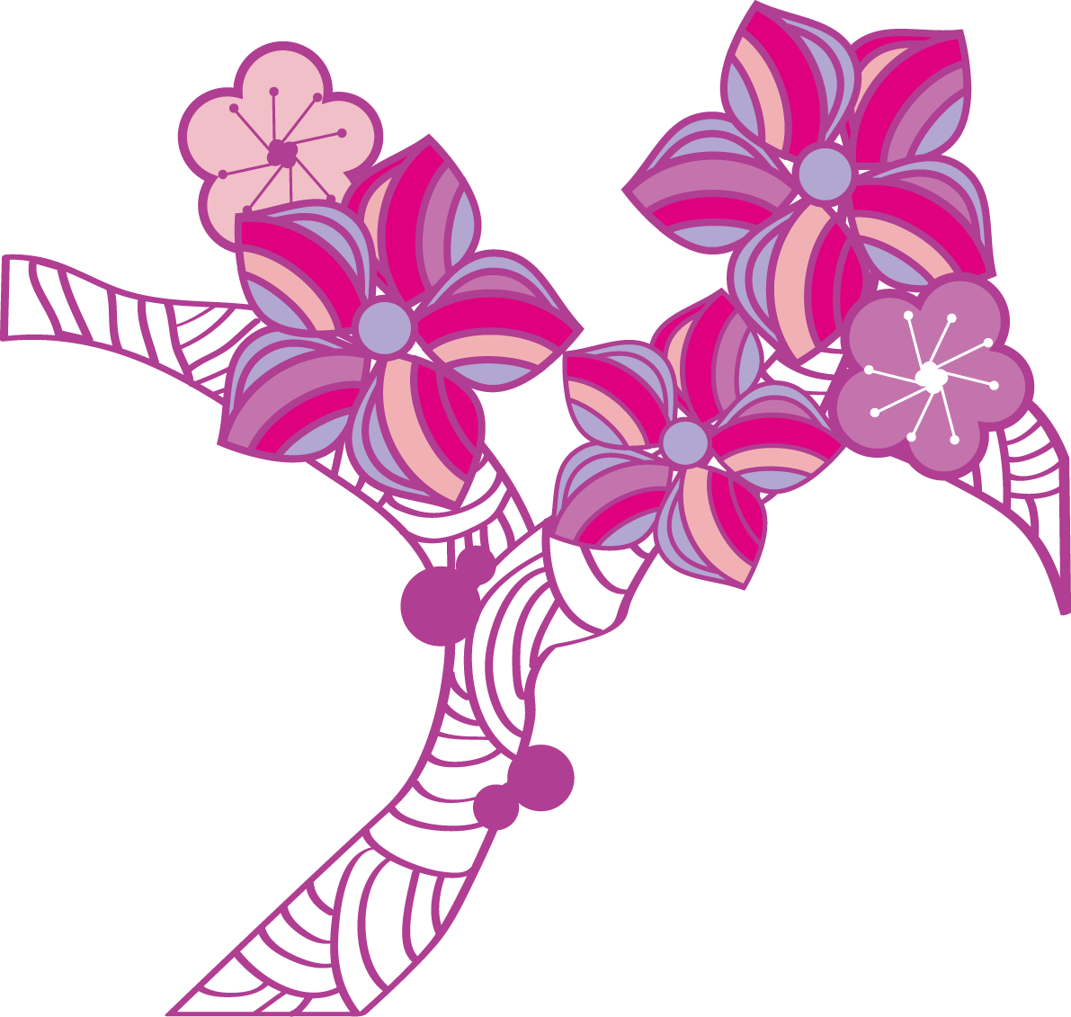 かっこいい桜 春イラスト(古風)39539に写真・文字を入れる