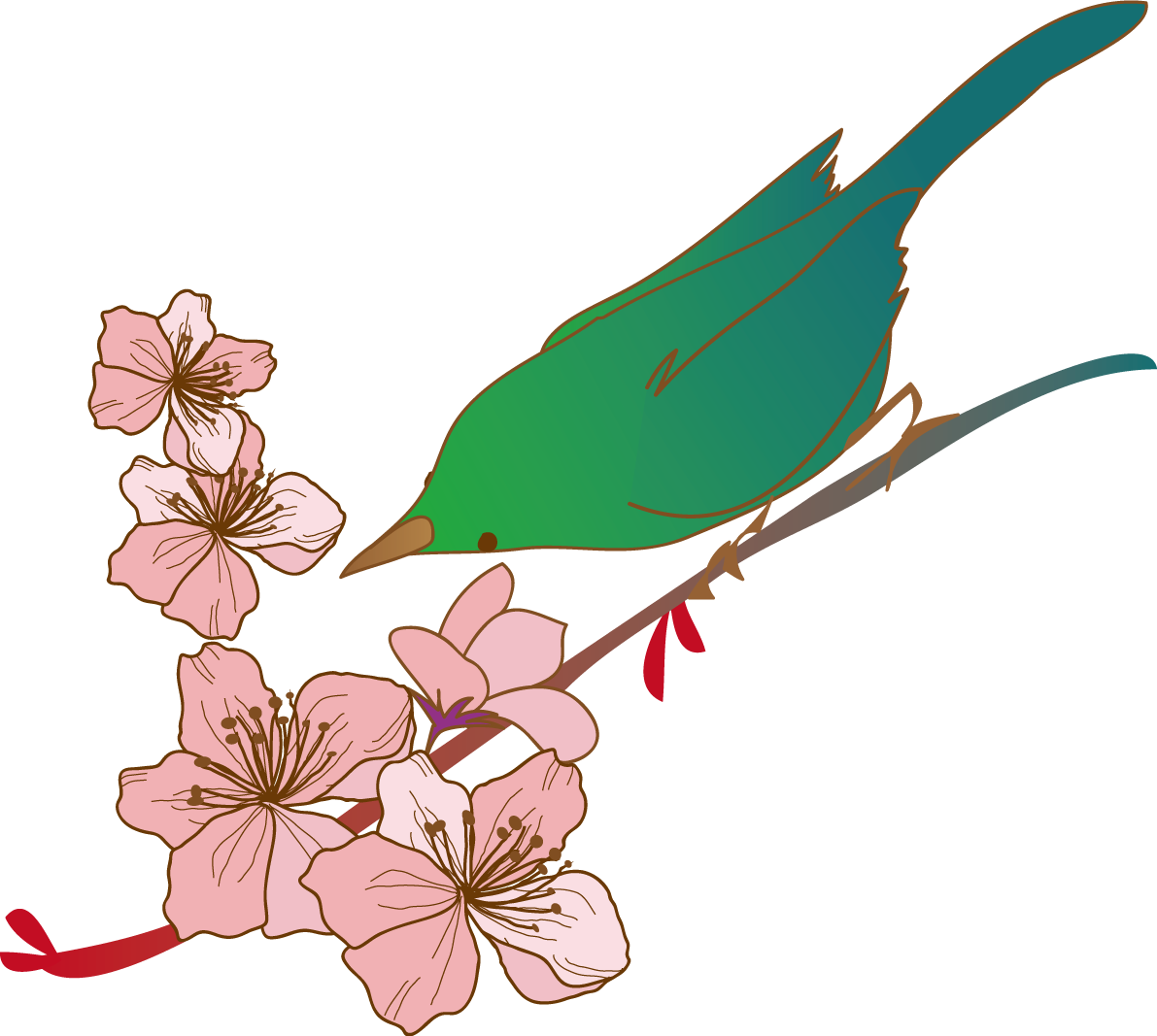 綺麗かっこいい桜と鳥の春イラスト39544に写真・文字を入れる
