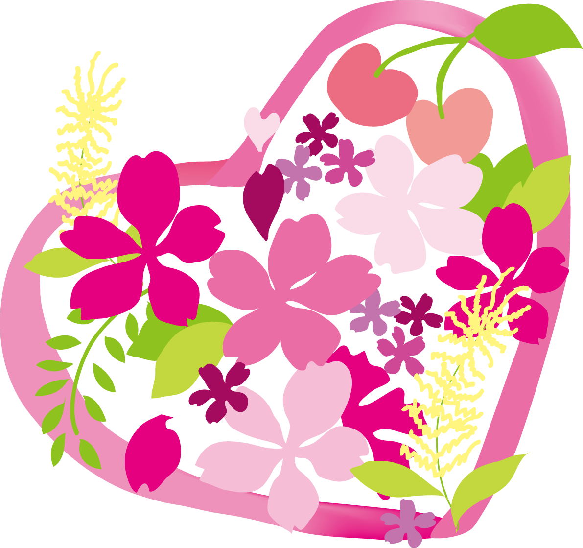 かわいい桜 春の花びらイラスト(ハートで囲む)39564に写真・文字を入れる