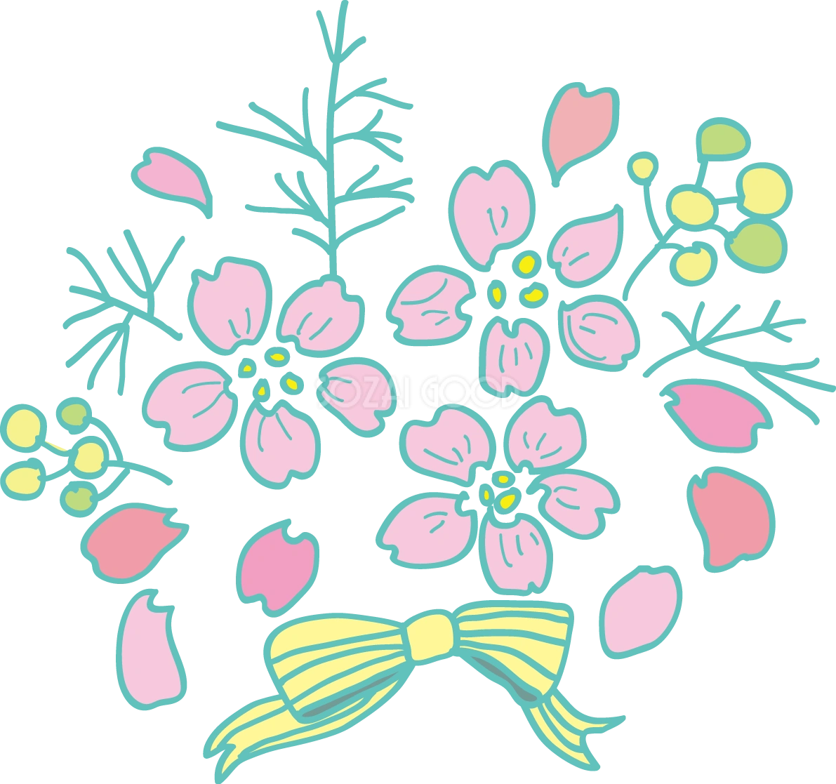 かわいい桜 春の花びらイラスト(パステル)39568