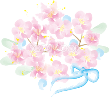 かわいい桜 春の花びらイラスト(水彩画)39580