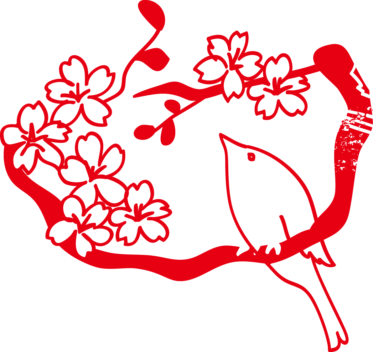 はんこの桜 春イラスト 和風(バード)39608に写真・文字を入れる
