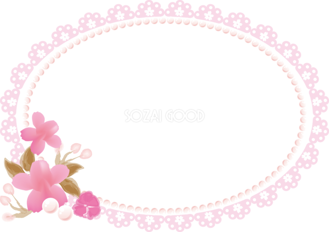 桜 春のフレームイラスト画像 レース風 素材good