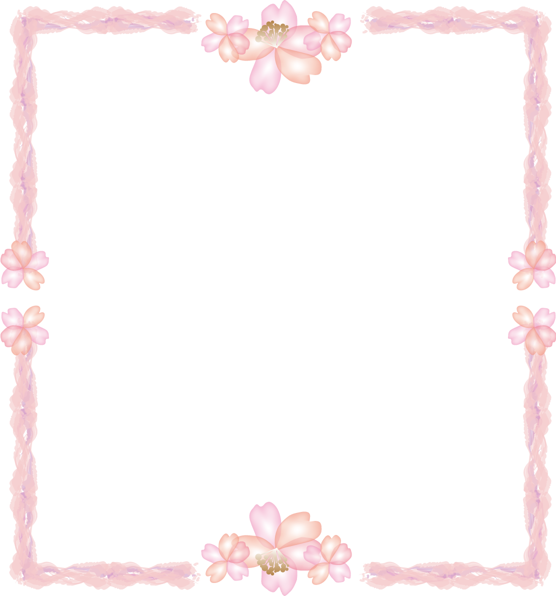 桜 春の縦長フレーム飾り枠イラスト(可愛い水彩画)39781に写真・文字を入れる