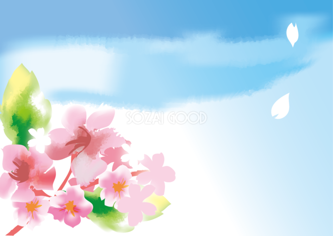 桜 イラスト 春の背景 青空 39825 素材good