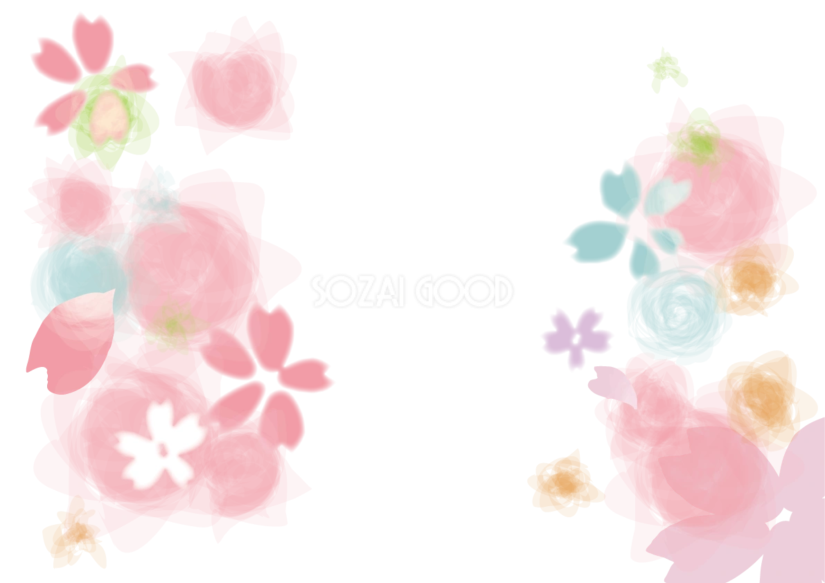 桜 春の背景イラスト 花びら(おしゃれな手書き水彩)39837