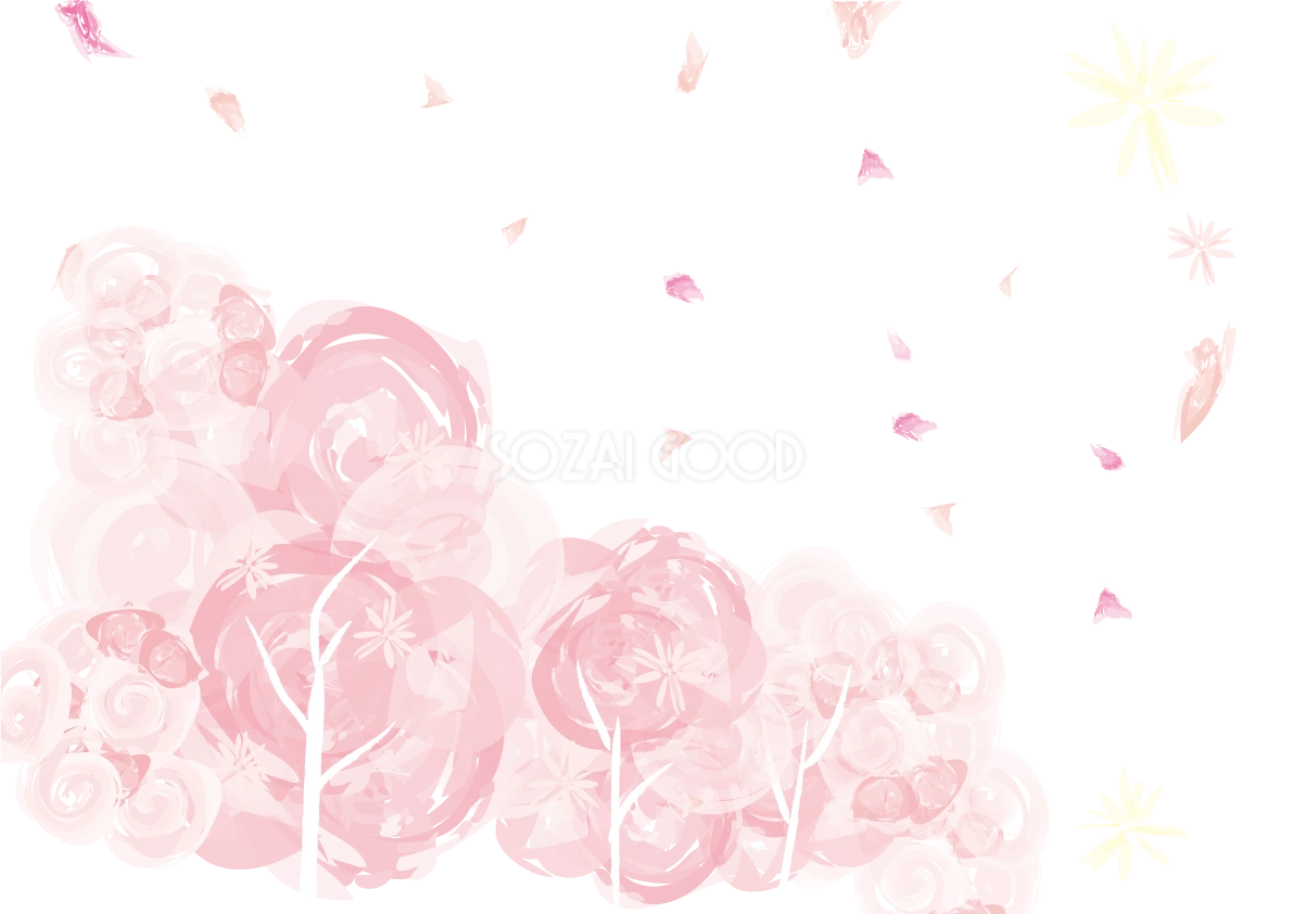 桜 春の背景イラスト(水彩画風)39889